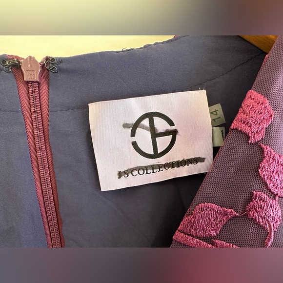 JS Collections Mother Of The Dress Formal Gown V Neck A Line Embroidered Size 14 - Picture 13 of 16